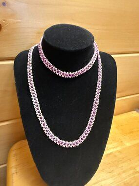 Vintage Pink and Purple Beaded Necklace